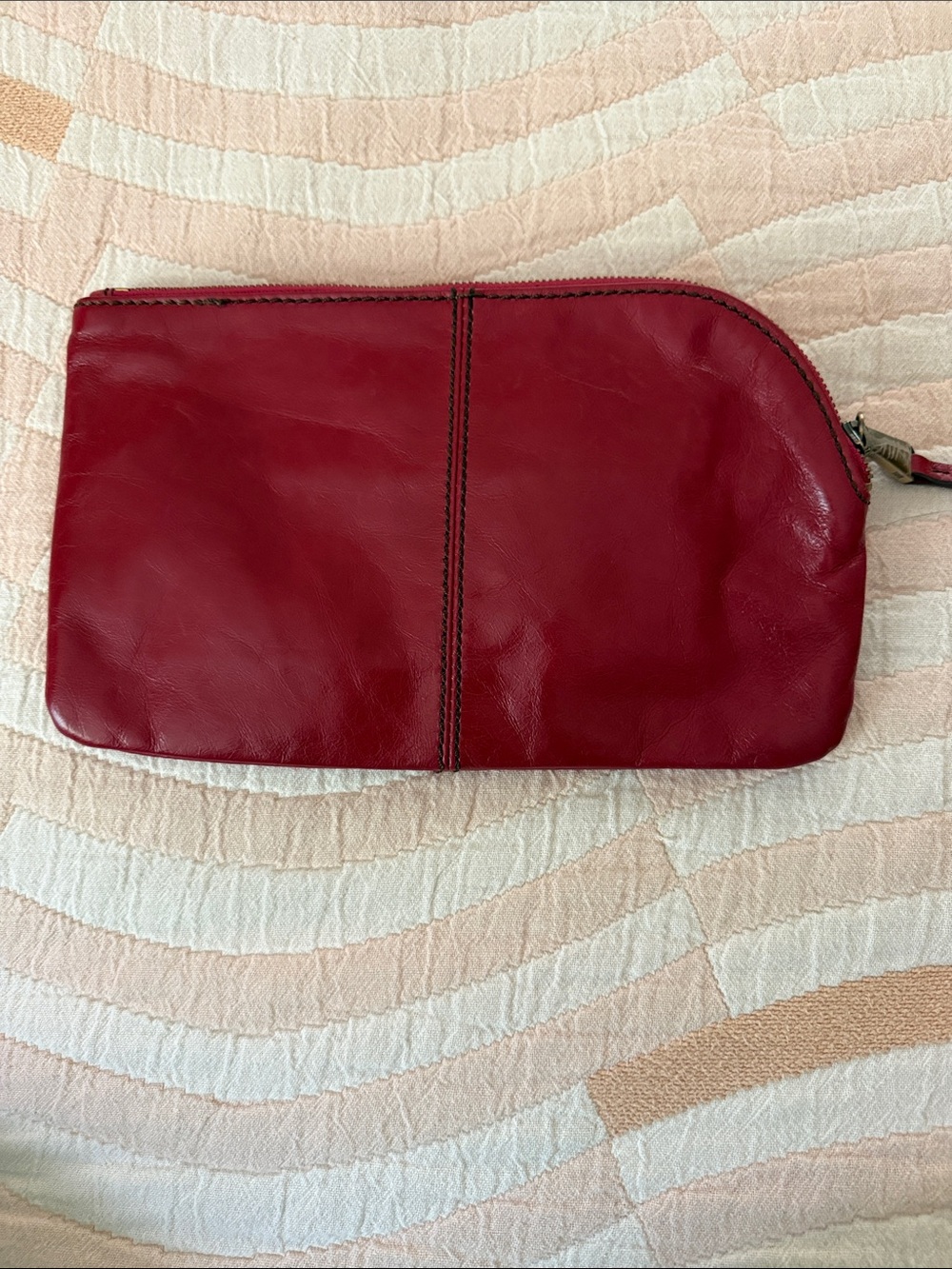 Red Leather Wristlet Clutch - Women's Handbag - Picture 4 of 5